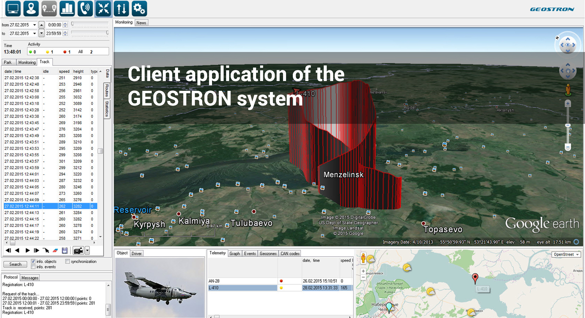 Client application of the GEOSTRON system