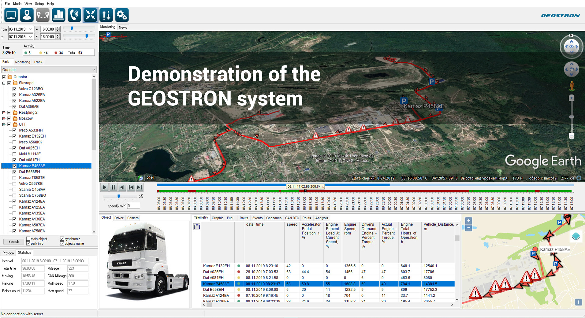 Demonstration of the GEOSTRON system
